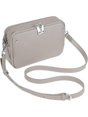 Women's Grey Genuine Leather Crossbody Bag Purses with Built in RFID Wallet